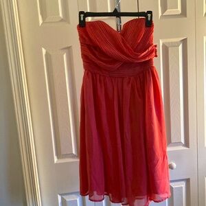 Tevolio coral strapless dress with additional straps.